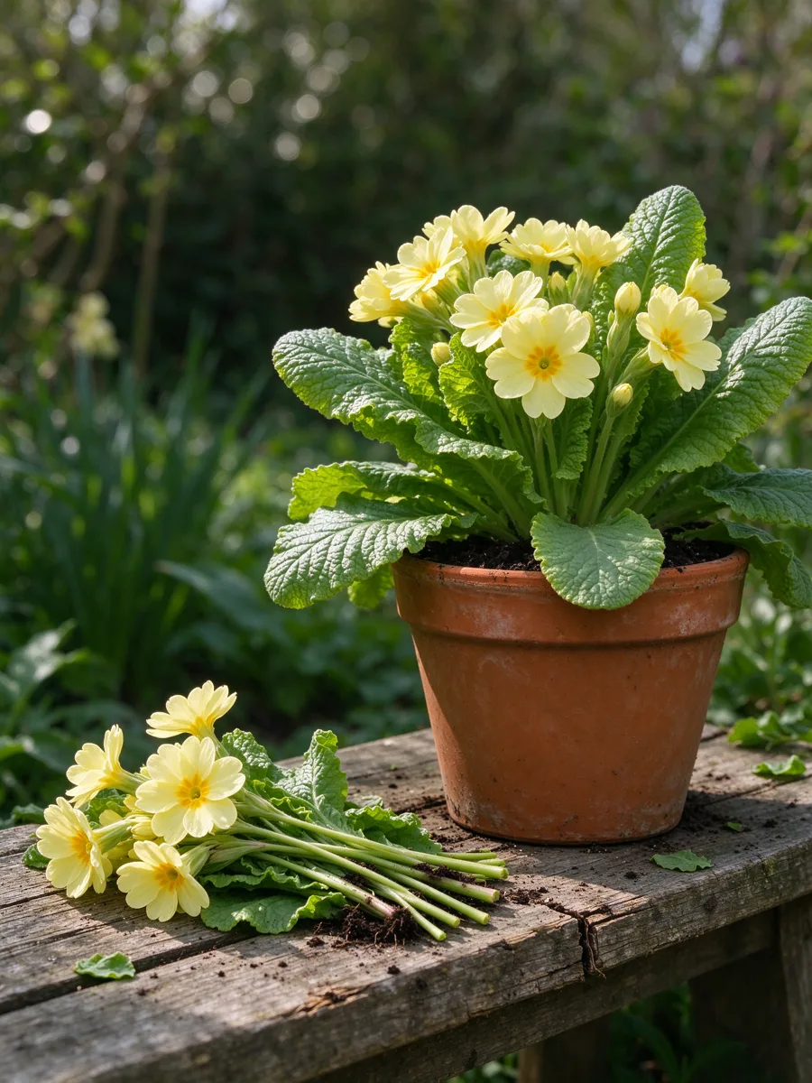 Primrose (Primula vulgaris) botanical illustration