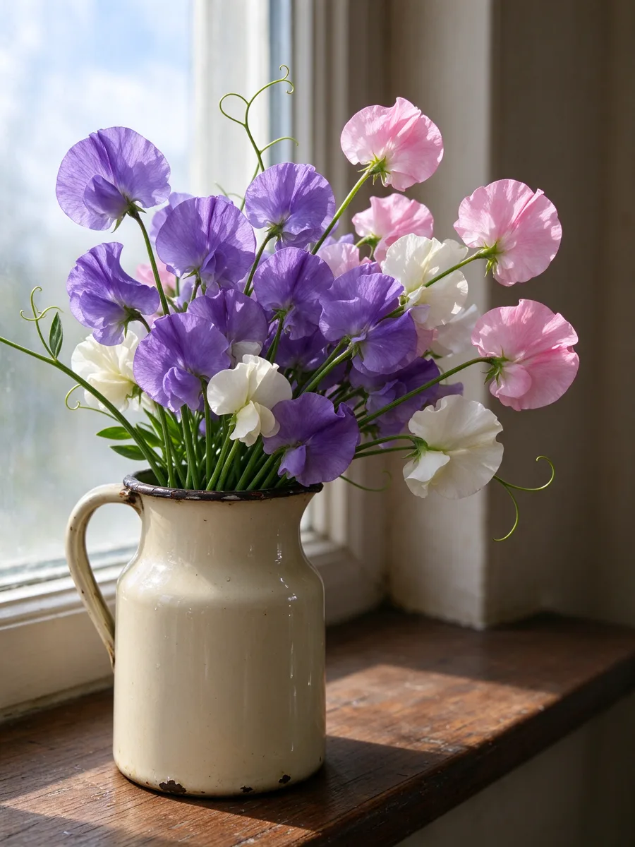 Sweet Pea (Lathyrus odoratus) botanical illustration
