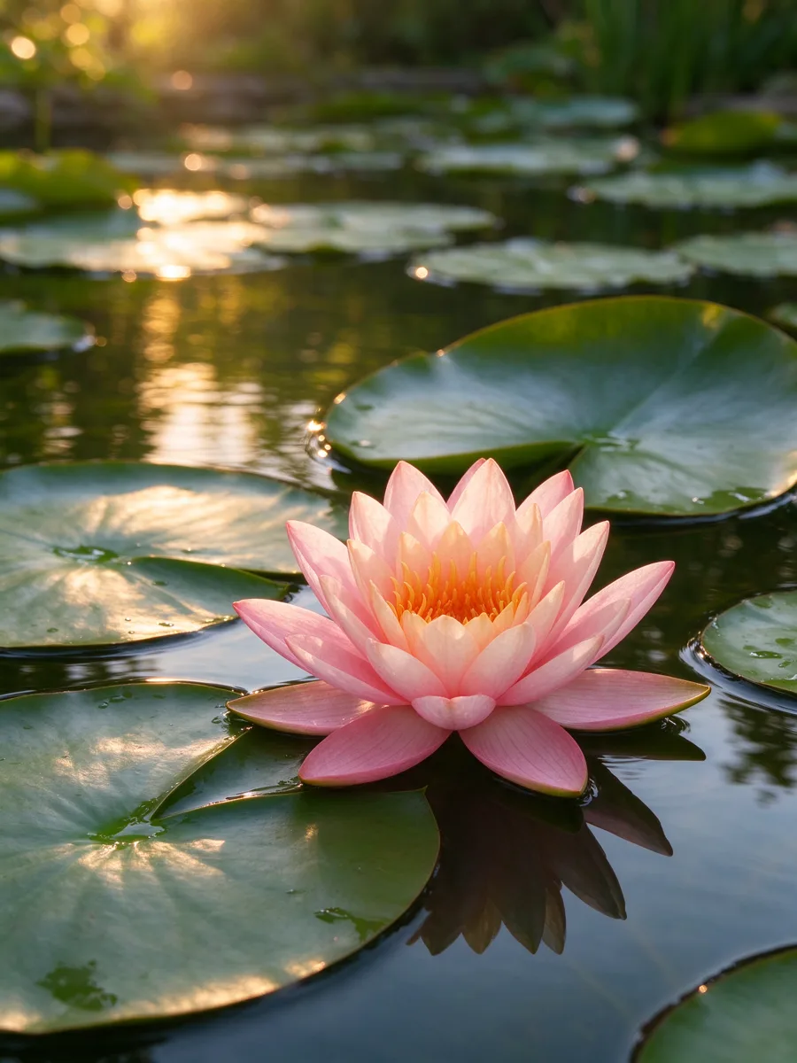 Water Lily (Nymphaea) botanical illustration
