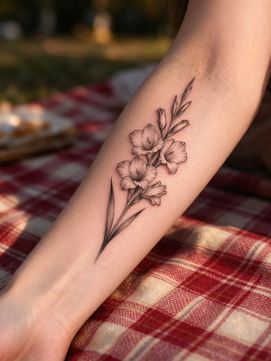 August birth flower tattoo design