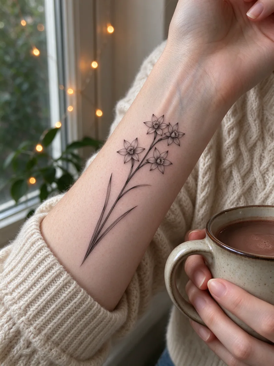 December birth flower tattoo design