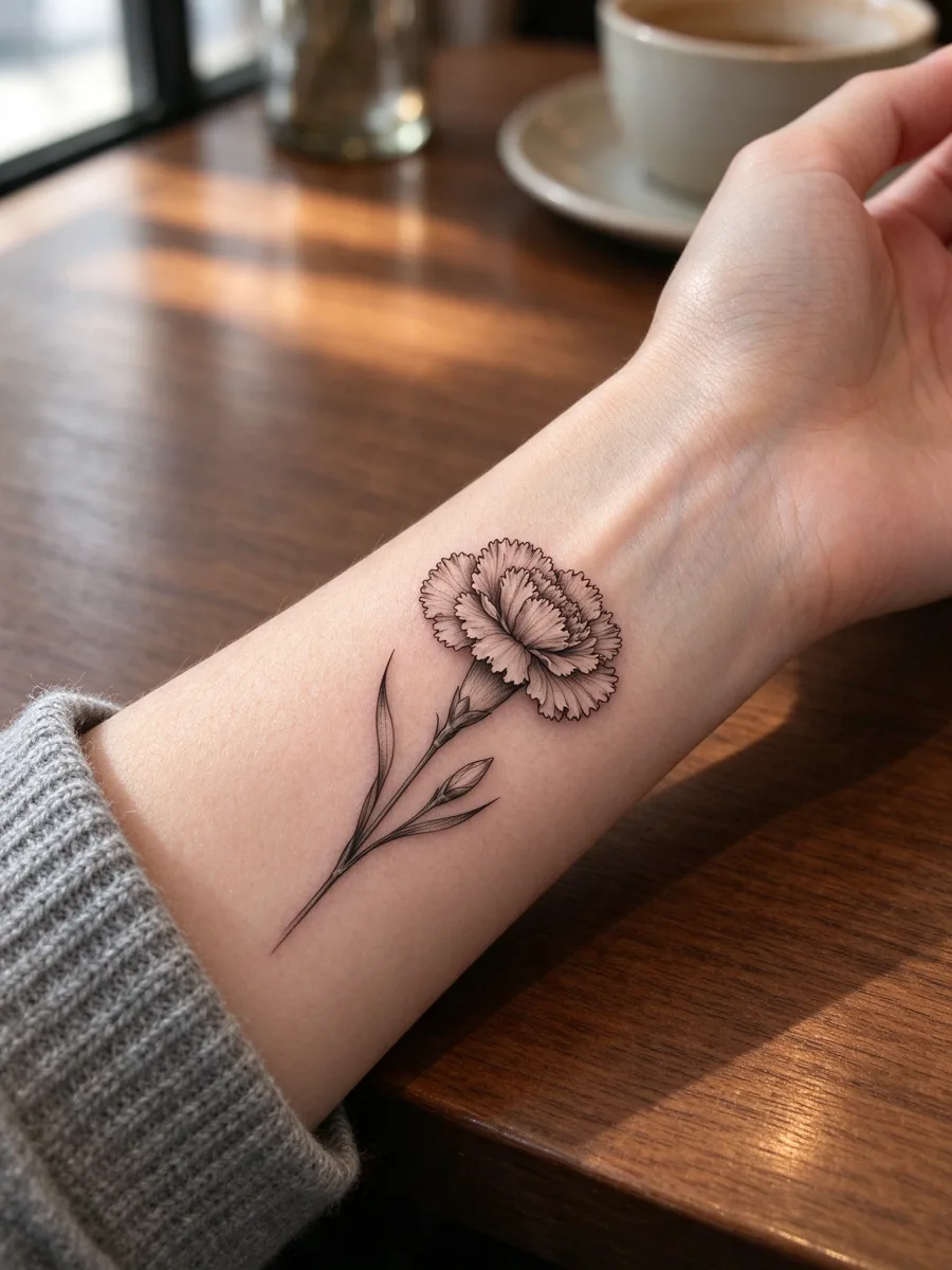 January birth flower tattoo design