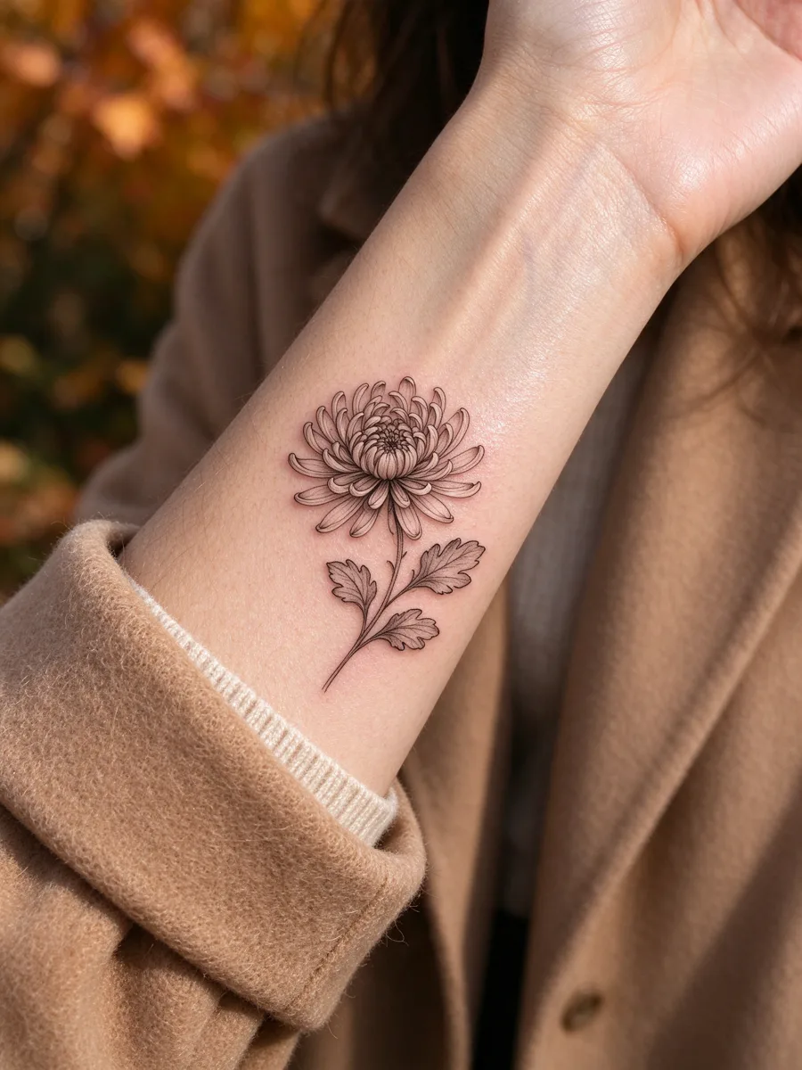 November birth flower tattoo design